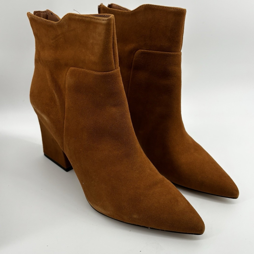 Franco Sarto Venture, Midshaft, Boot Whiskey Brown Zip Up Pointed Toe Suede 10
